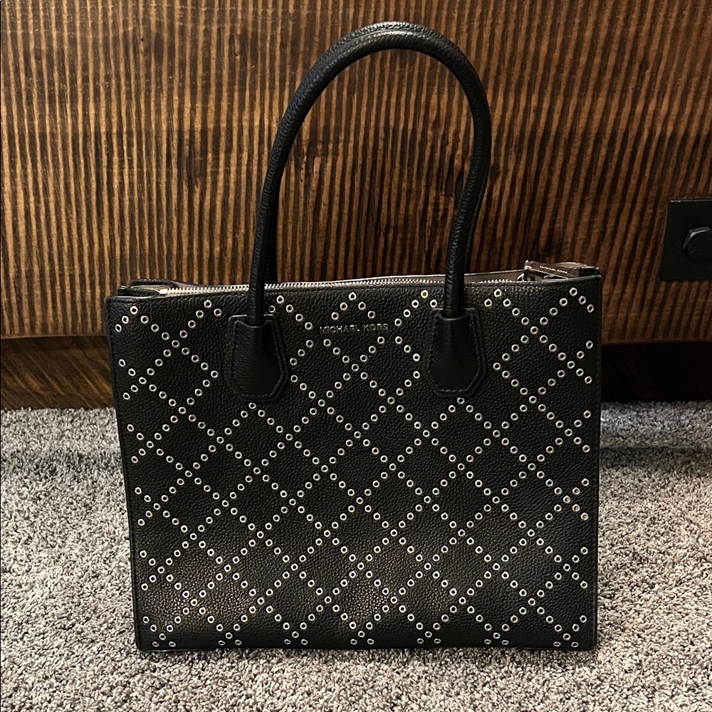 Michael Kors Black and Silver Studded Tote